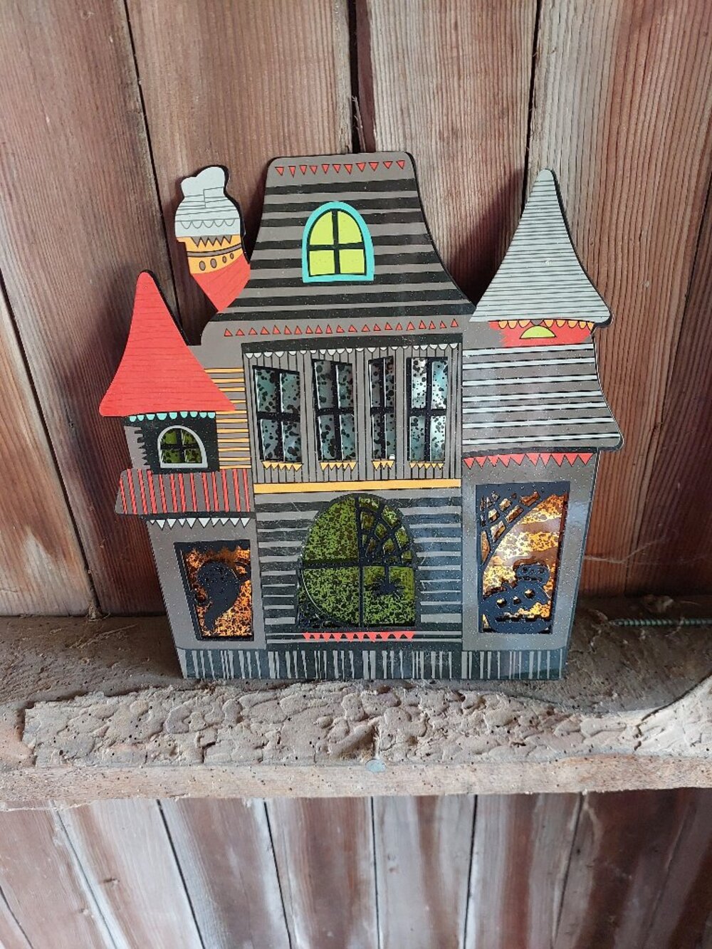 Candle holder Haunted House Halloween Metal 10.5X10